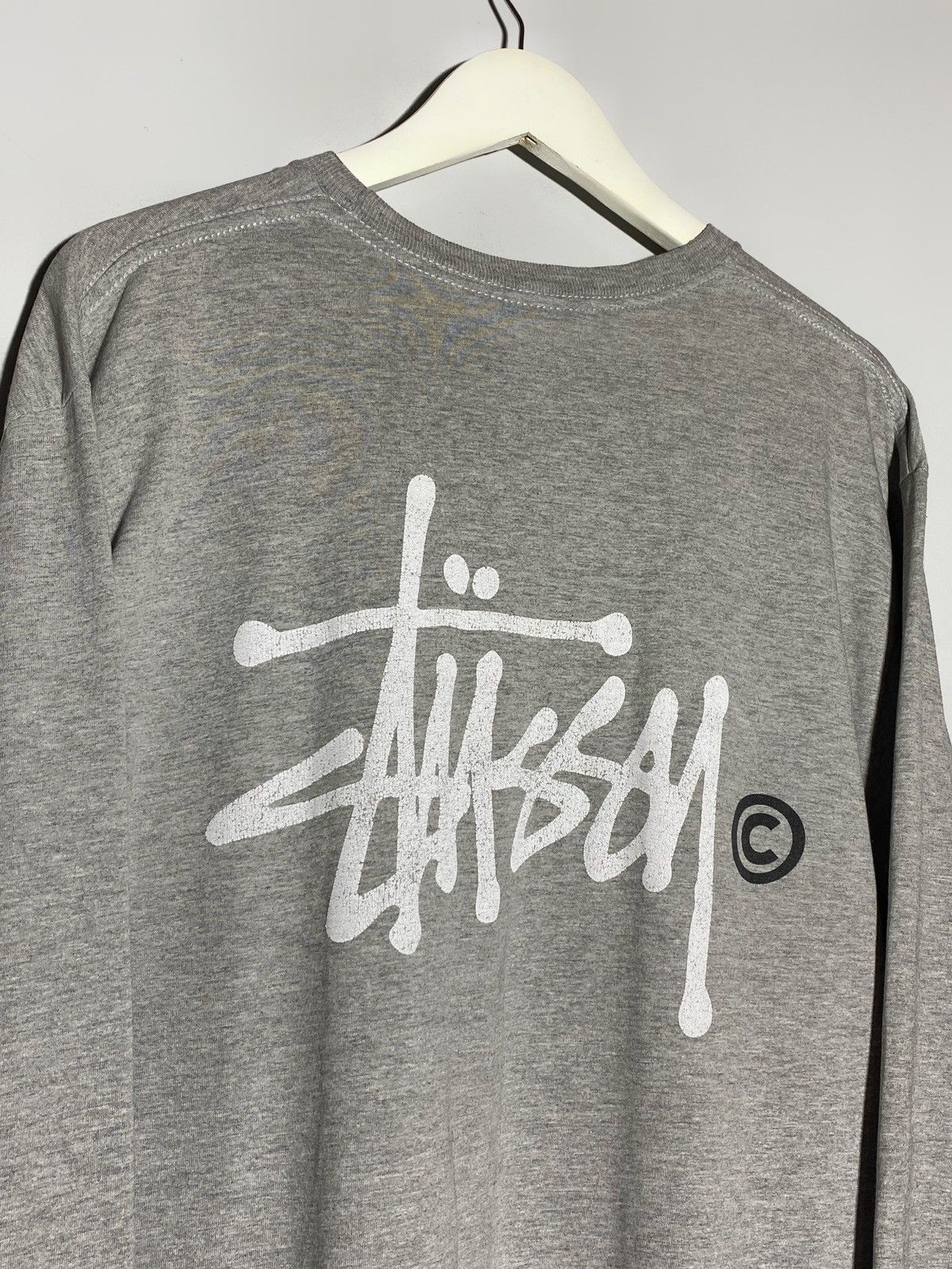 Stussy Vintage Stussy Distressed Logo Long Sleeve Shirt Grey Size US L / EU 52-54 / 3 - 2 Thumbnail