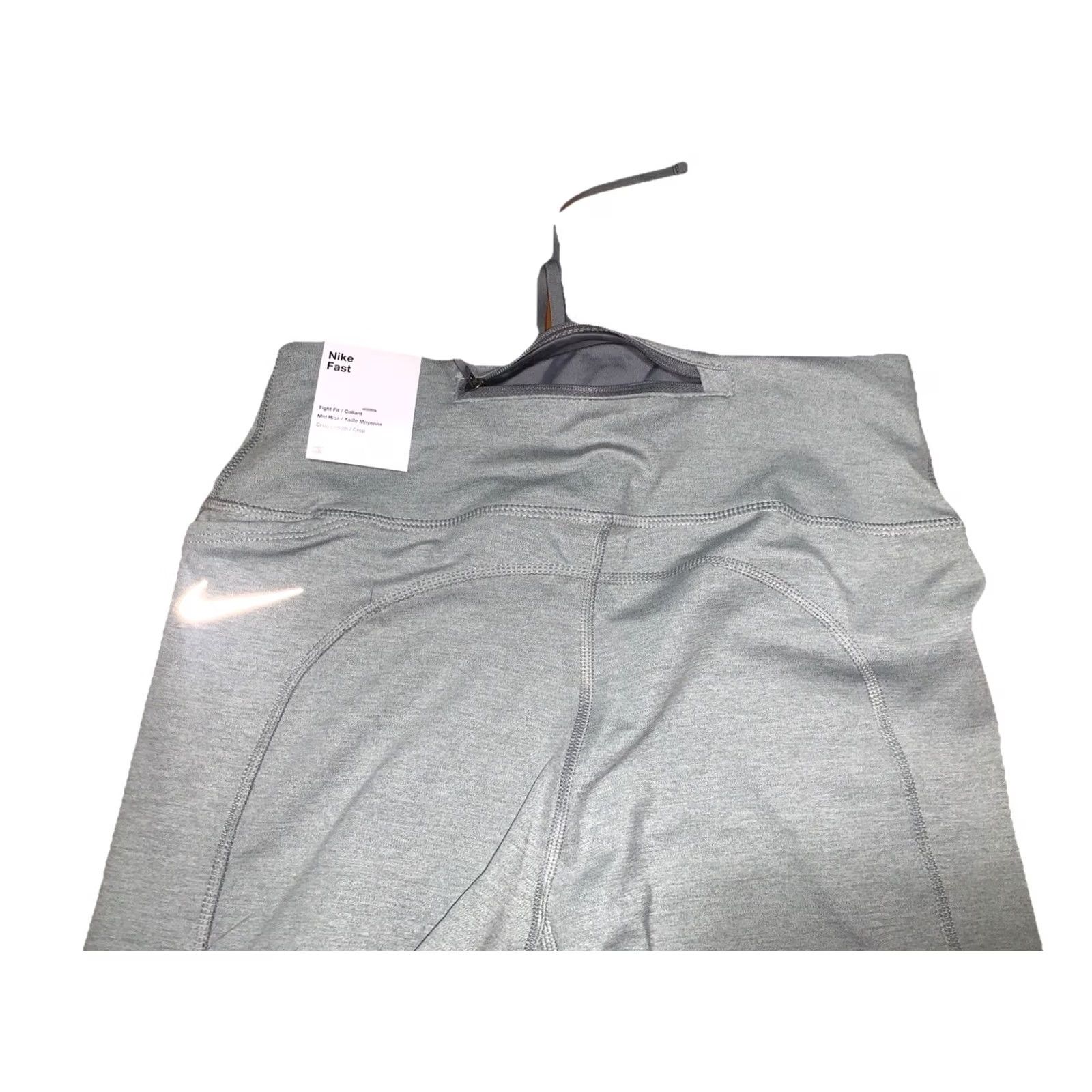 Nike Nike Fast Tight Fit Mid Rise Crop Length Womens Dri Fit Leggings Medium Gray NWT1251 Size 32" / US 10 / IT 46 - 3 Thumbnail