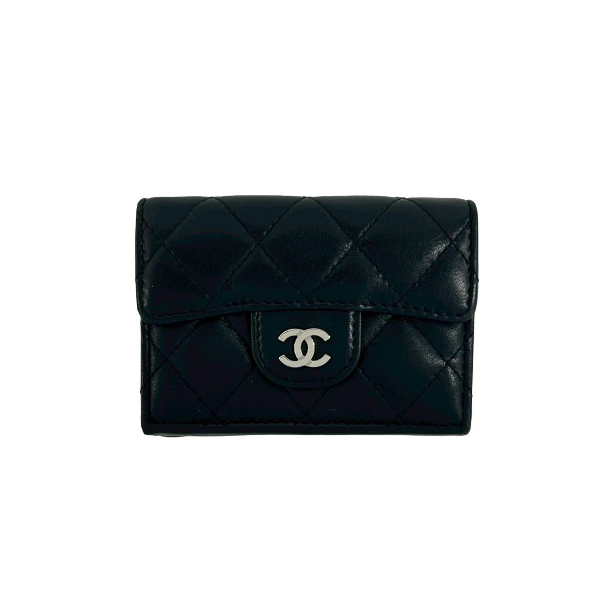 Chanel CHANEL Matelassé Coco Mark Lambskin Leather Tri-fold Wallet, Black, 37774 Size ONE SIZE - 1 Thumbnail