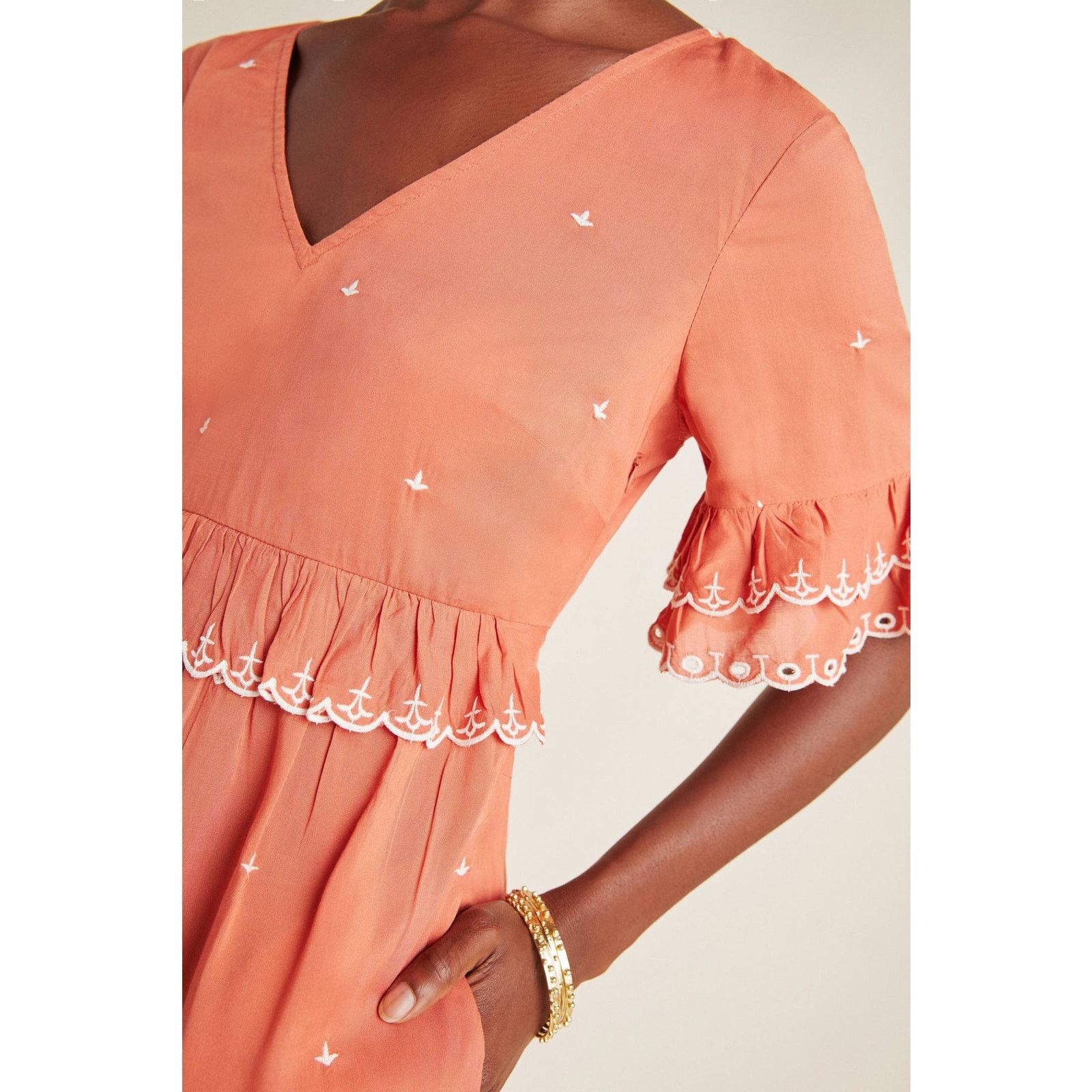 Anthropologie New Samia Ruffled V-neck Tunic Dress $170 SIZE 6 Rose Size M / US 6-8 / IT 42-44 - 2 Thumbnail
