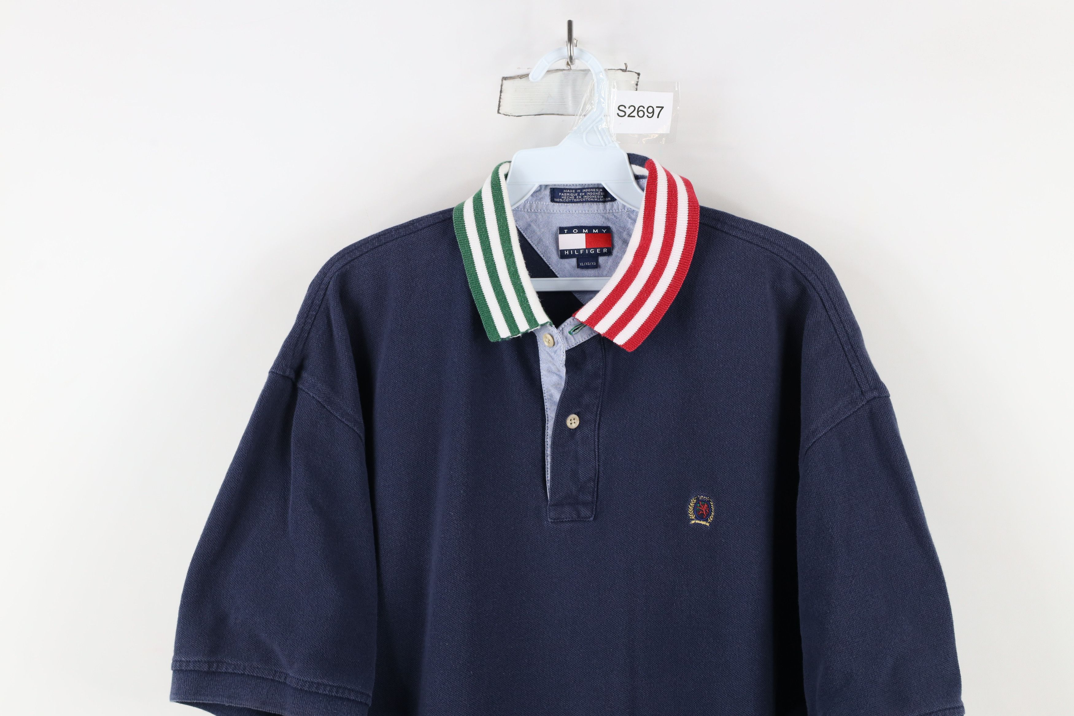 Tommy Hilfiger × Vintage Vintage 90s Tommy Hilfiger Collar Polo Shirt Blue Cotton Size US XL / EU 56 / 4 - 2 Thumbnail