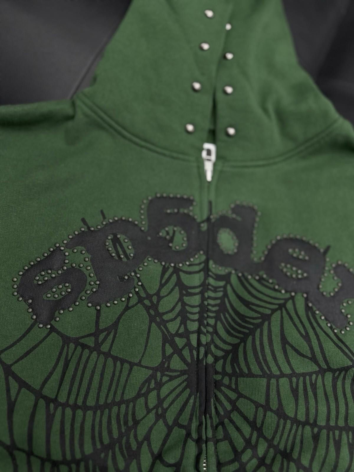 Sp5der Sp5der Worldwide Green Zip Up Studded Hoodie Size Small Size US S / EU 44-46 / 1 - 4 Thumbnail