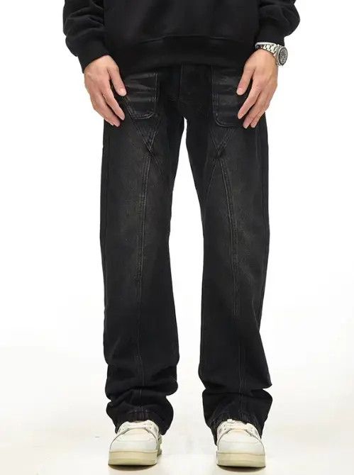 VIBE Retro street patchwork pockets straight loose jeans y2k Size US 32 / EU 48 - 2 Thumbnail
