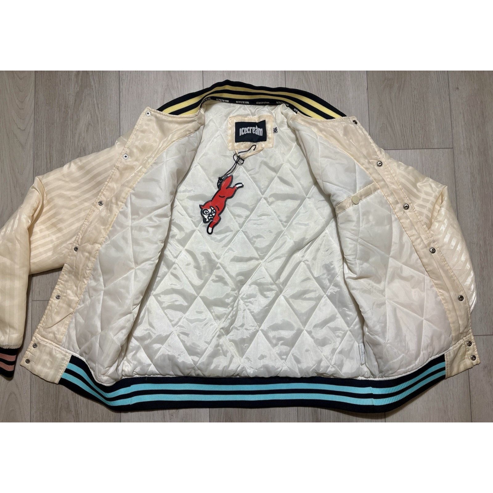 Icecream Ice Cream BBC Satin Varsity Jacket Cream Striped Bomber M Size US M / EU 48-50 / 2 - 4 Thumbnail