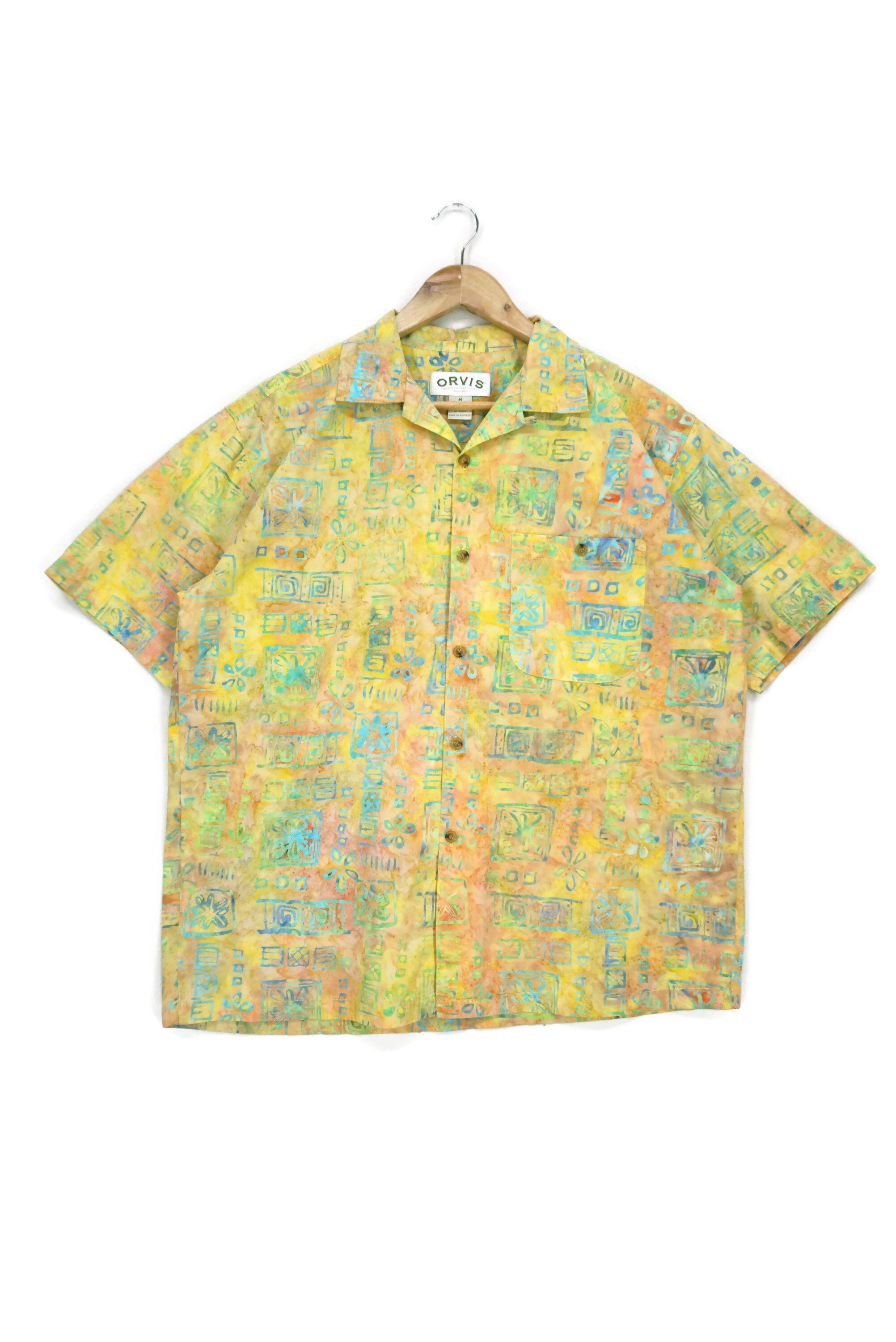 image of Aloha Wear x Orvis Floral Abstract Full Print Aloha Shirt Size M, Men's