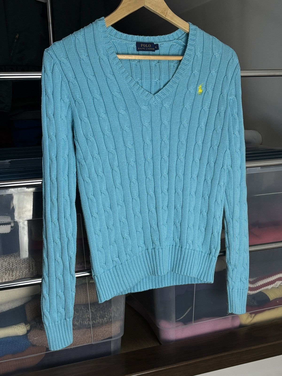 Polo Ralph Lauren Polo Ralph Lauren Cable Knit Baby Blue Sweater Vintage Size S / US 4 / IT 40 - 2 Thumbnail
