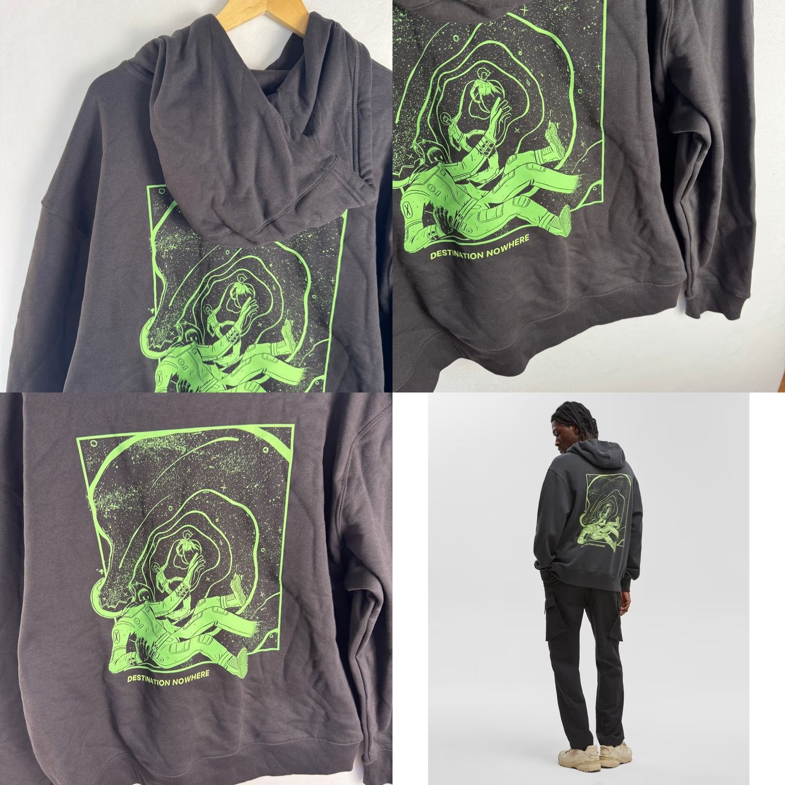 Vintage Mode of One Hoodie Mens Oversized Graphic Jet Grey Astronaut Space L Size US L / EU 52-54 / 3 - 9 Thumbnail