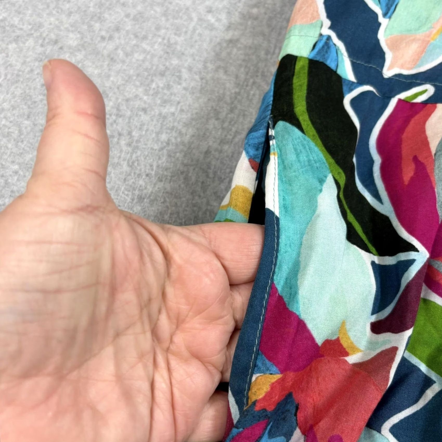 Vintage La Blanca Swim Cover-Up Romper Womens Medium Multi Floral Tie Sleeve Pockets Size 32" / US 10 / IT 46 - 6 Thumbnail