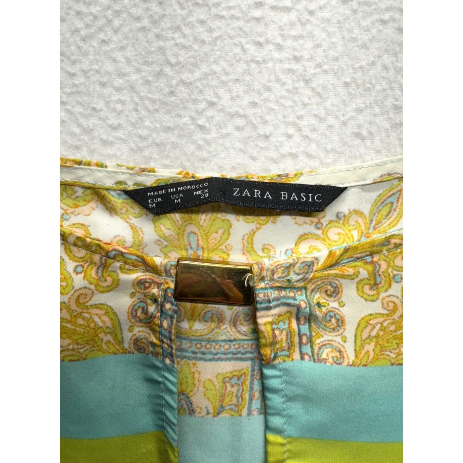 Zara Zara Basic Multicolor Dress Boho Paisley Print - Size M Womens Long Sleeve Shift Polyester Silk Yellow Paisley Bohemian Size M / US 6-8 / IT 42-44 - 5 Thumbnail