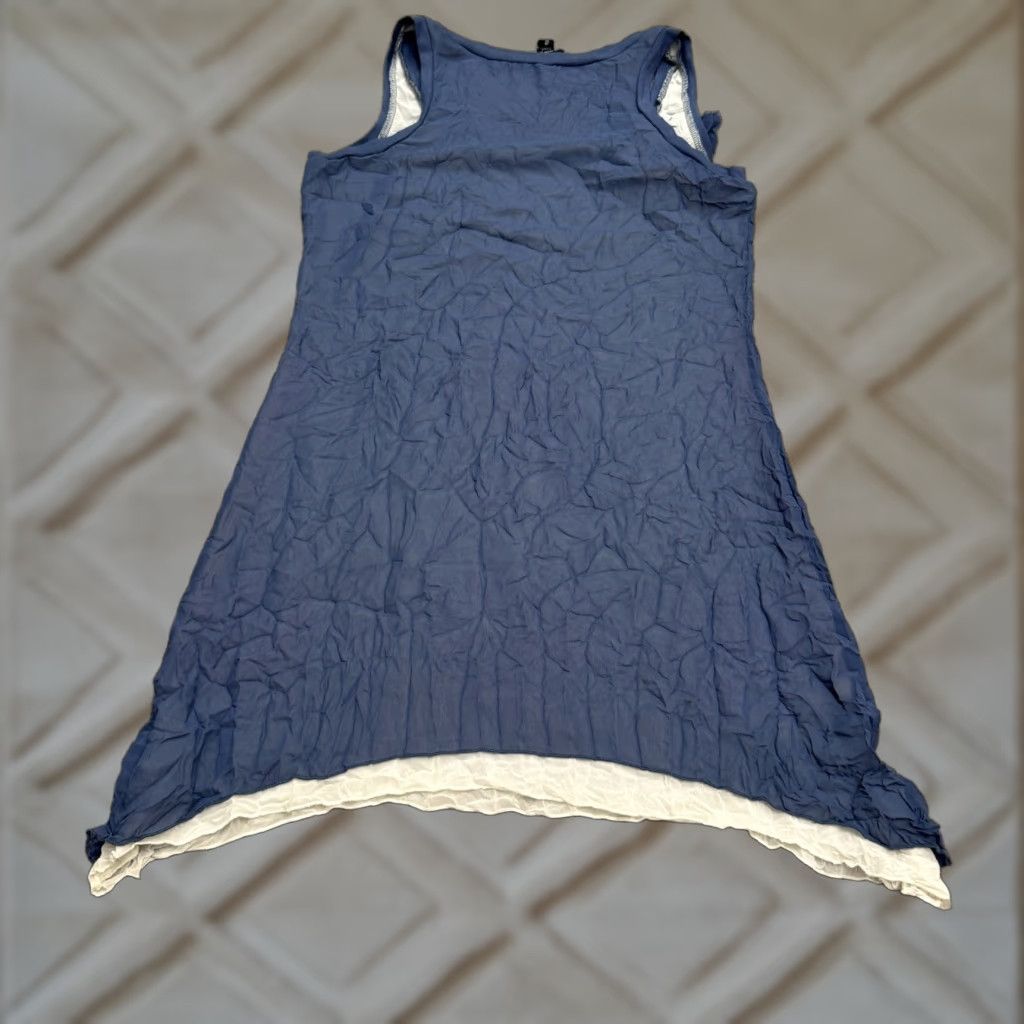 Vintage Ronen Chen Layered Tunic Tank Top Womens 4 Blue Asymmetrical Flower Chiffon Sleeveless Strappy Shoulder Wide Strap Tank Size S / US 4 / IT 40 - 1 Thumbnail