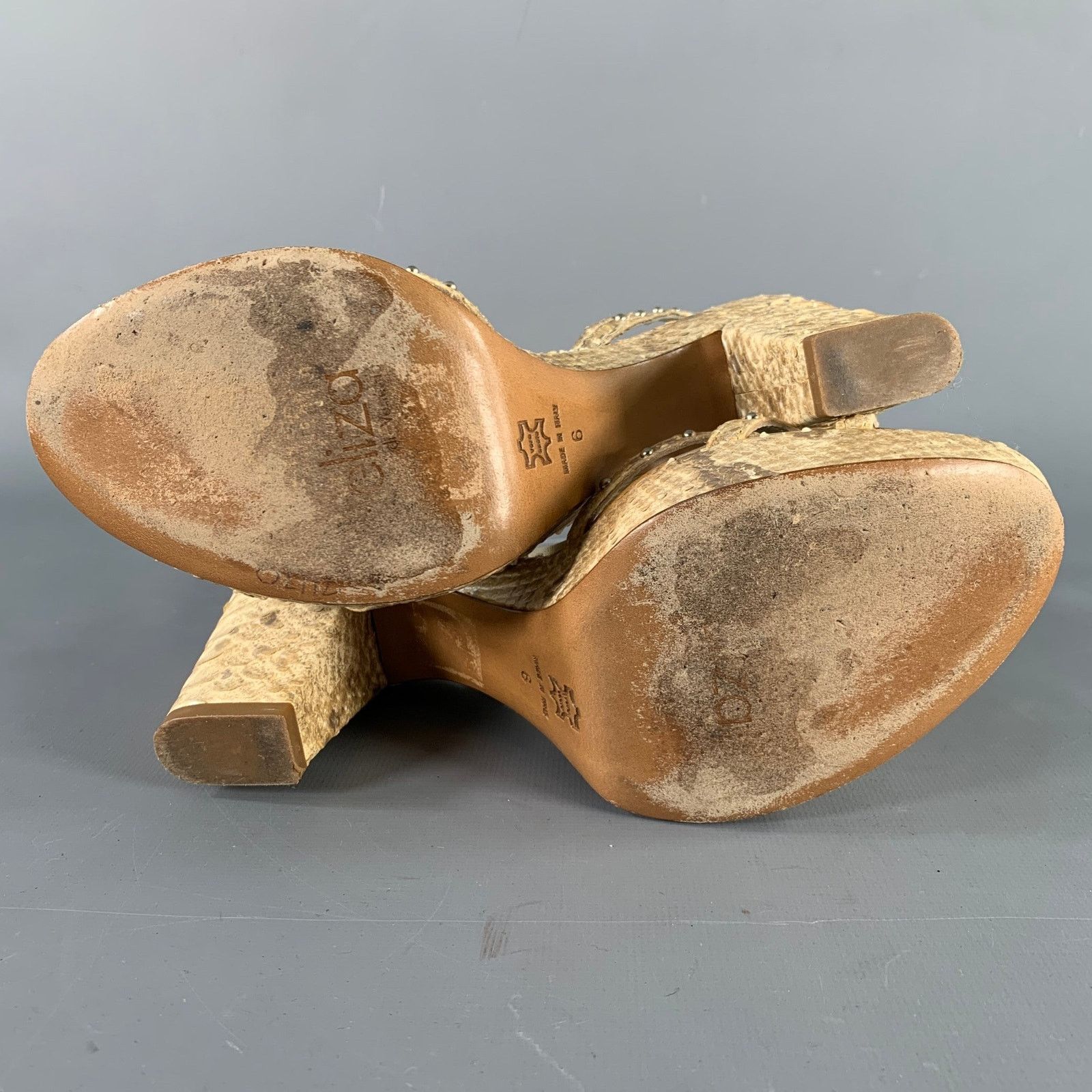 Other ELIZA Size 6 Beige Leather Embellishment Platform Sandals Size US 6 / IT 36 - 6 Thumbnail