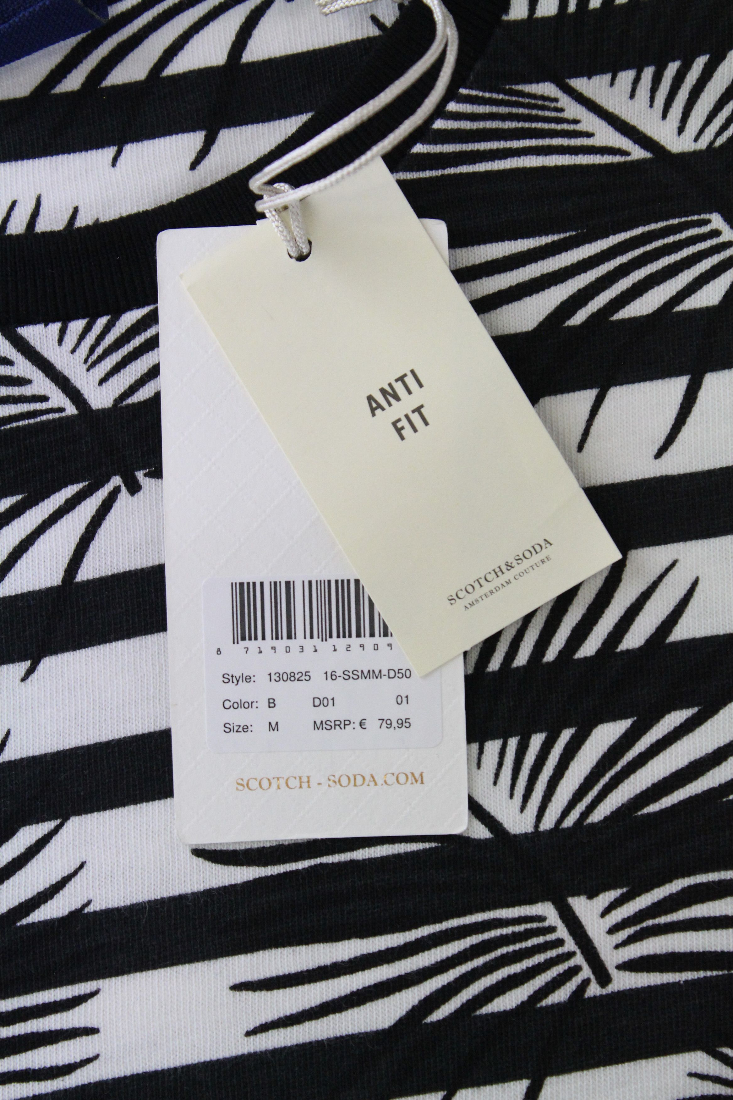 Scotch & Soda AMS COUTURE M Black White Striped Cotton Anti T-Shirt 61724 Size US M / EU 48-50 / 2 - 5 Thumbnail