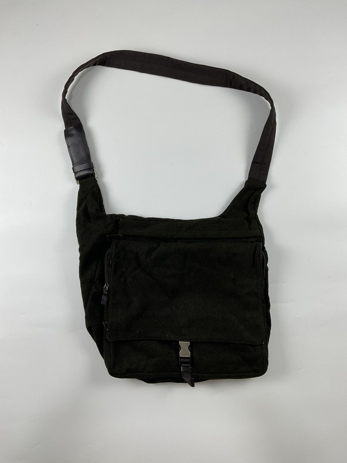 image of Archive Prada Wool Crossbody Bag in Olive Green, Men's