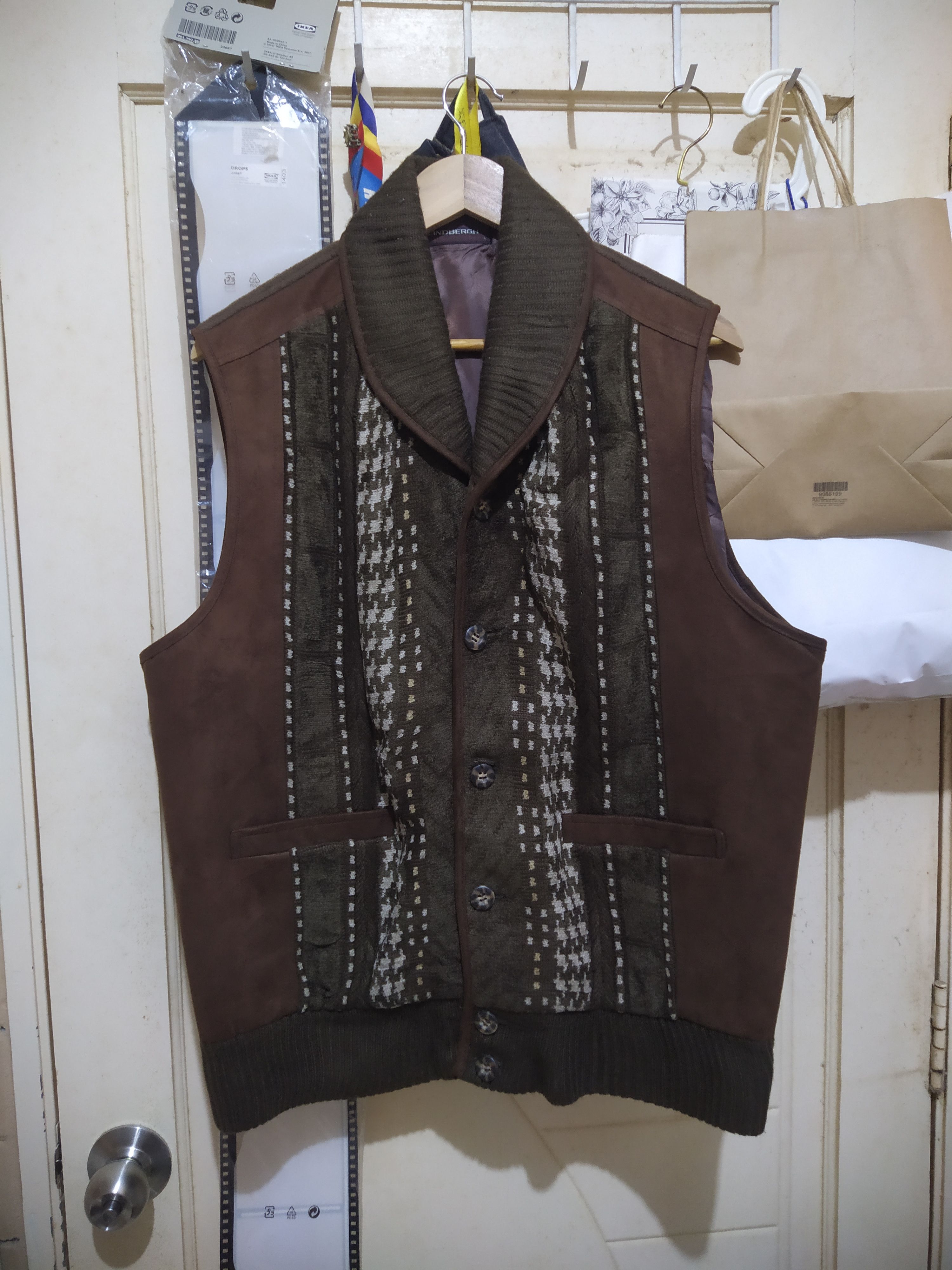 Lindbergh LINDBERGH Shawl Collar Sweater Vest with Patterned Panel Size US L / EU 52-54 / 3 - 1 Thumbnail