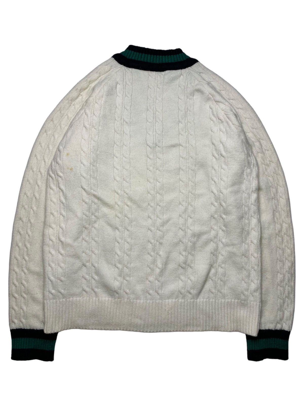 Golf Wang 2000s Lacoste - Big V-Neck Chunky Knitted Sweater Size US M / EU 48-50 / 2 - 2 Thumbnail