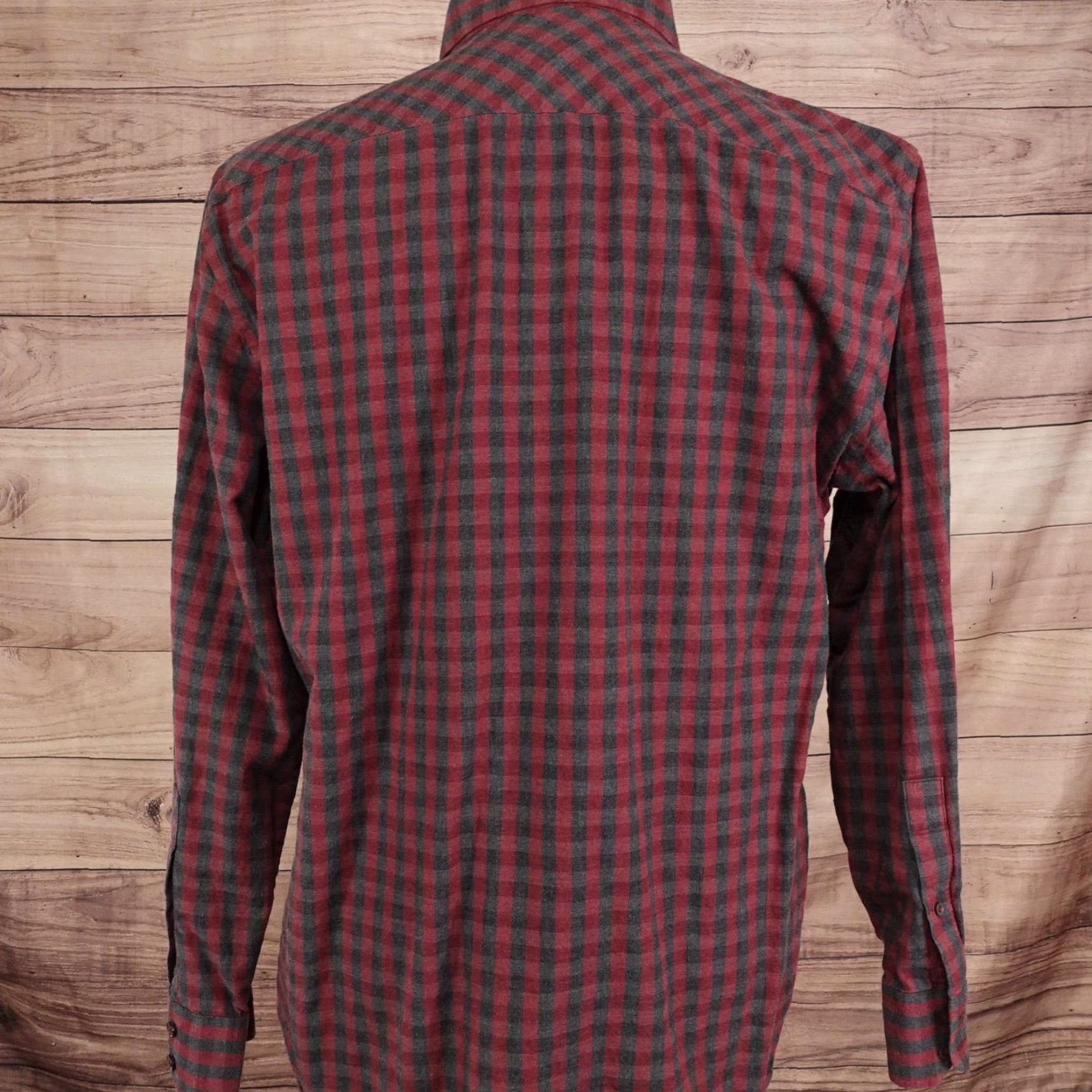 Vintage ZACHARY PRELL Shirt Mens L Red Check Flannel Long Sleeve Button-Up Slim Fit 100% Cotton Size US L / EU 52-54 / 3 - 4 Thumbnail