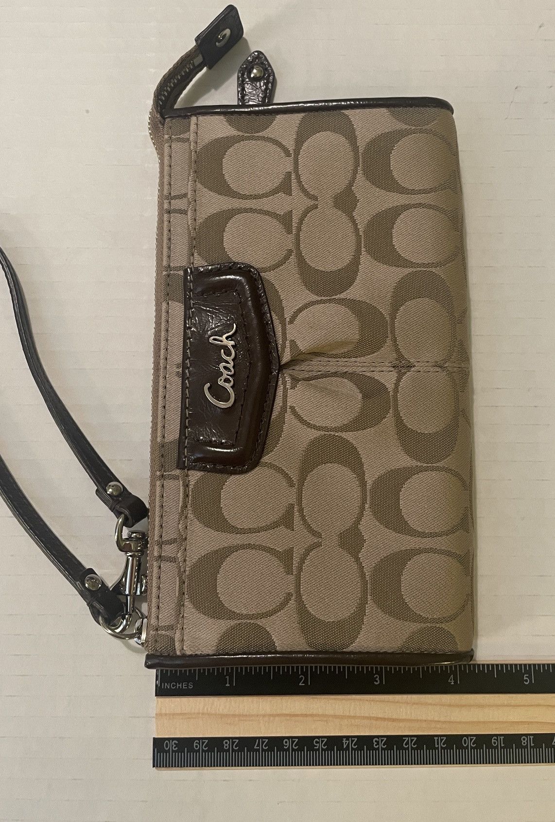 Coach Coach 6648 Medium Corner Zip Wristlet Signature Canvas Brown Size ONE SIZE - 3 Thumbnail