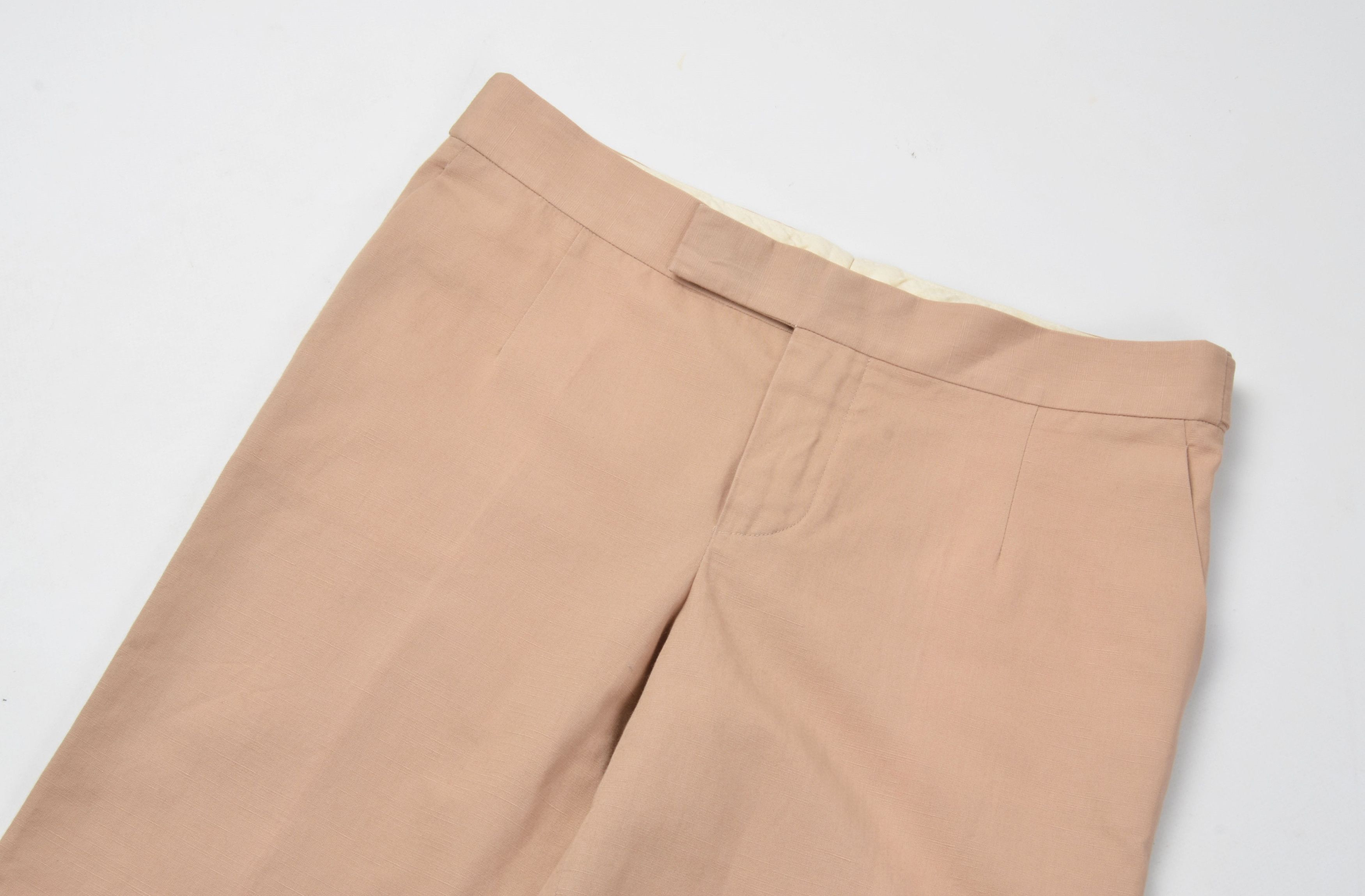 Chloe Chloe Beige Straight Cotton Linen Blend Chino Pants Size 31" - 2 Thumbnail
