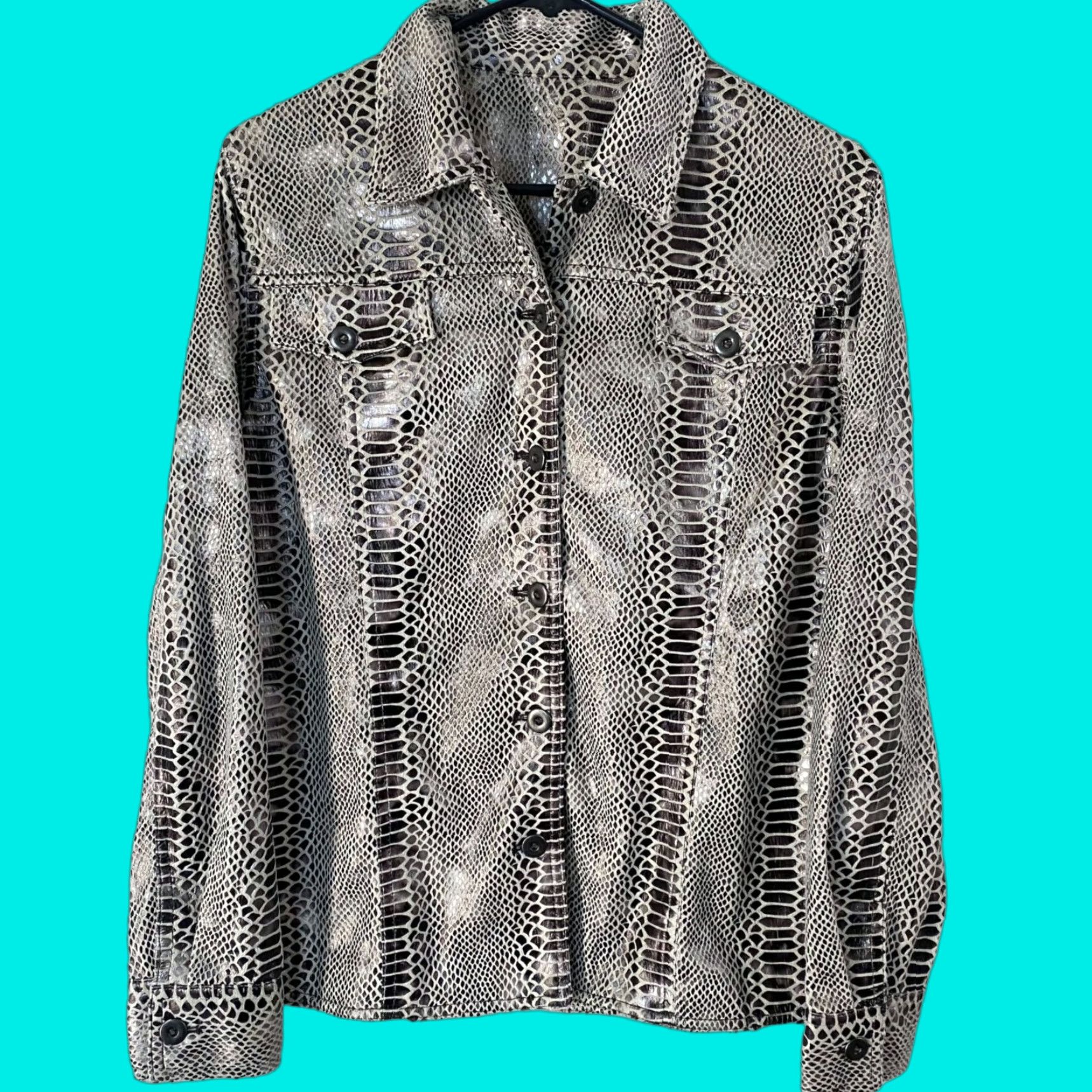 Vintage VINTAGE Alfred Dunner Button Up Metallic Faux Snakeskin Print Jacket Brown Womens 8 Size M / US 6-8 / IT 42-44 - 1 Thumbnail