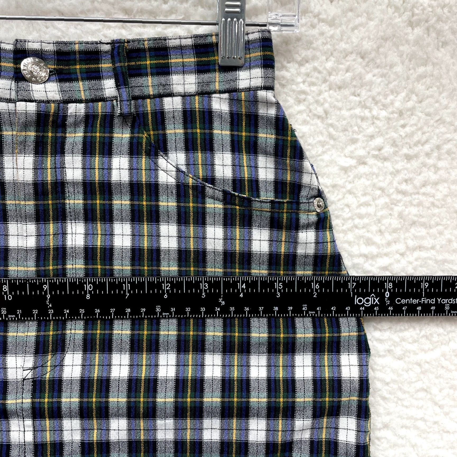 Express VINTAGE 80s 90s Plaid Mini Skirt Navy Blue XS Express Women 0 24 Preppy Western Prairie Size 25" / US 0 / IT 36 - 7 Thumbnail