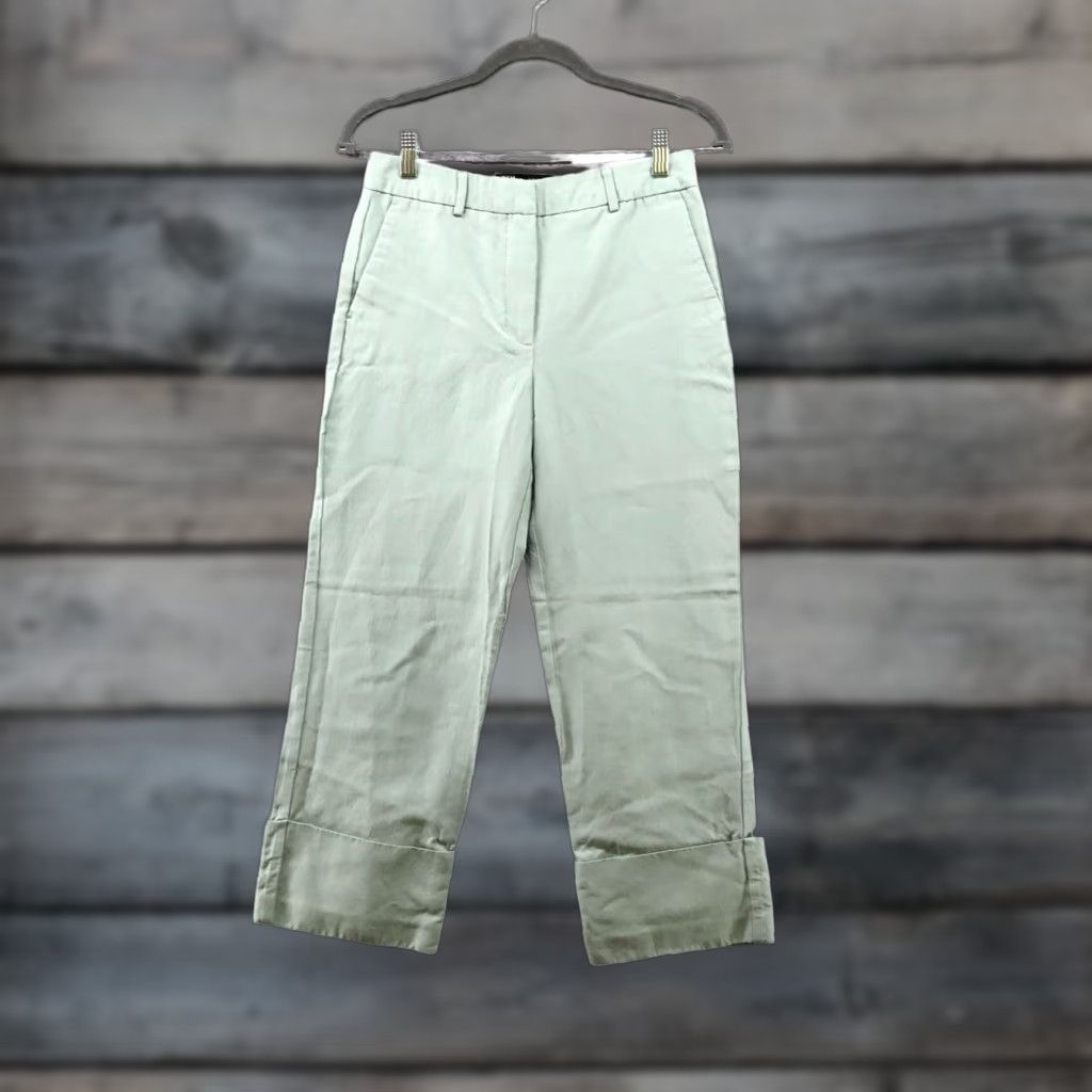 Zara ZARA Womens High Rise Cropped Chino Pants Size XS Sage Green Straight Size 26" / US 2 / IT 38 - 1 Thumbnail