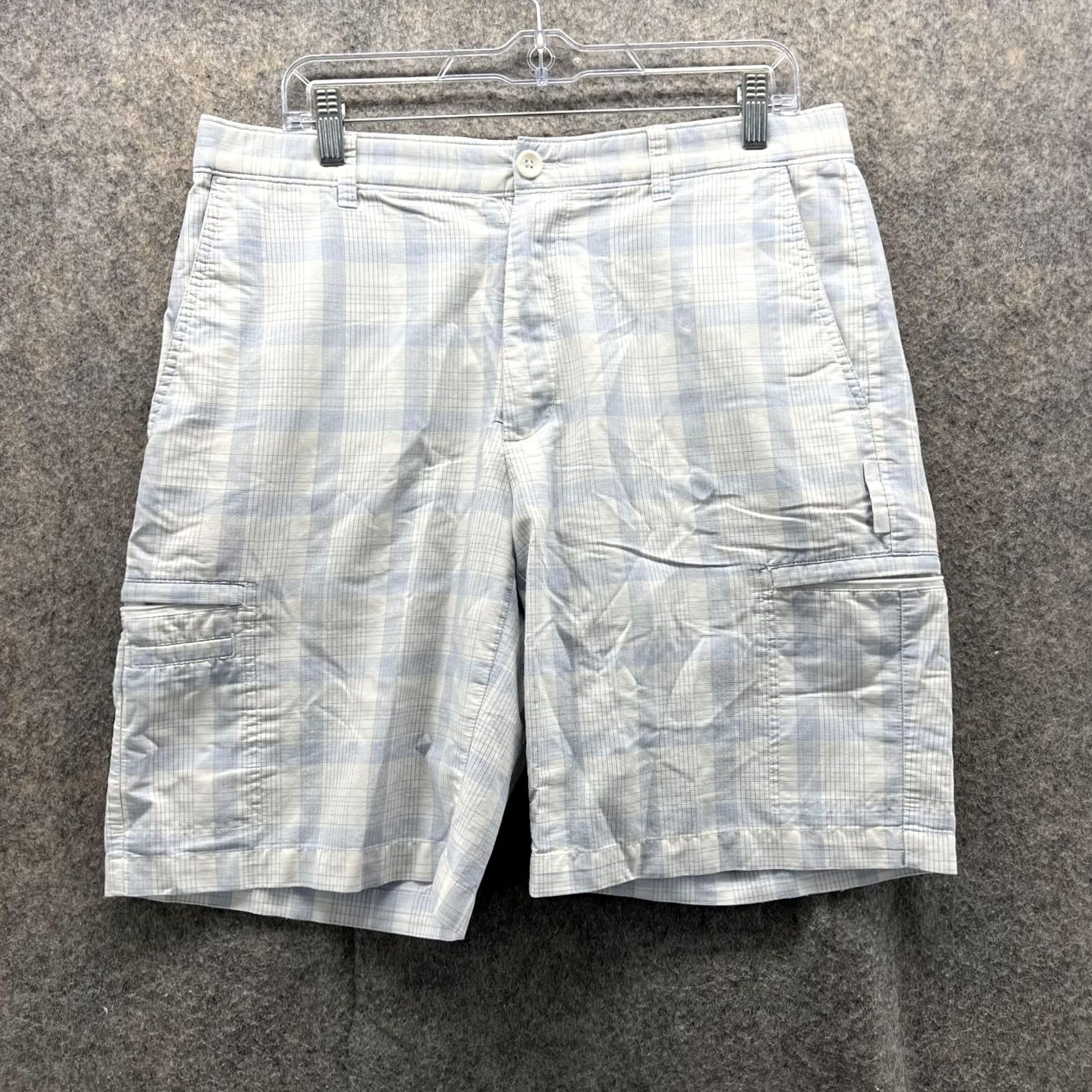 Vintage Greg Norman Shorts Men 32 Blue Chino Polyester Spandex Glen Check Flat Front Size US 32 / EU 48 - 2 Thumbnail