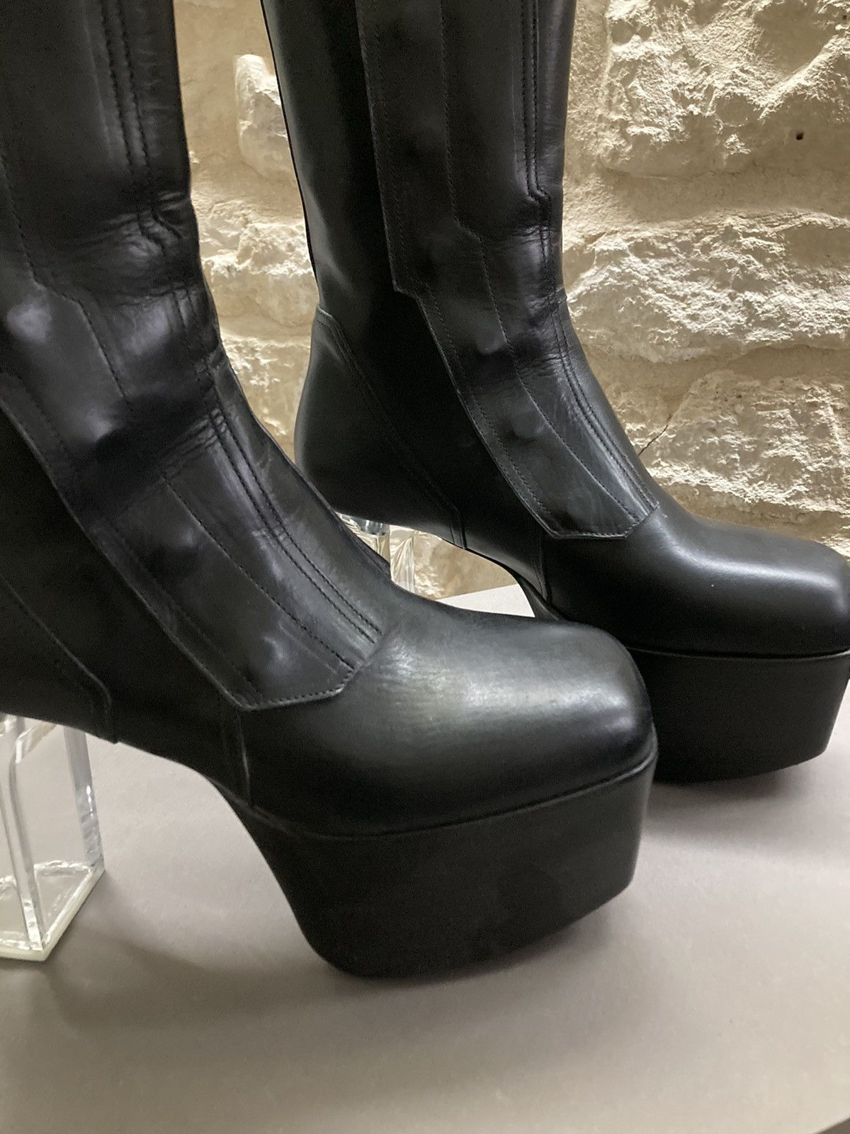 Rick Owens NEVER WORN Biker platform leather boots by Rick Owens Size US 9 / EU 42 - 8 Thumbnail