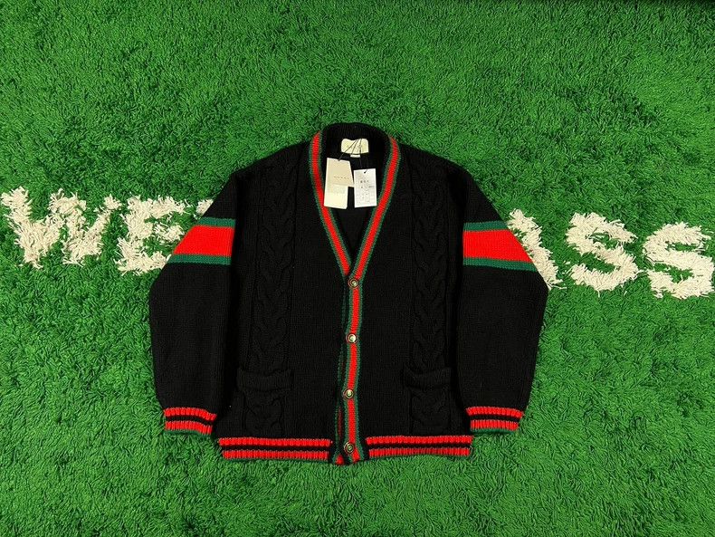 Gucci Gucci Black red and green knitted sweater cardigan jacket 2 Size US M / EU 48-50 / 2 - 1 Thumbnail