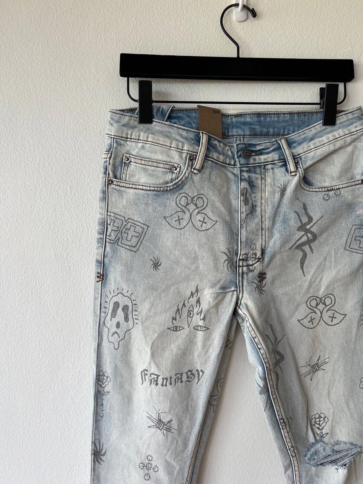 Ksubi new Ksubi mens denim jean chitch 32 blue stik n poke print Size US 32 / EU 48 - 4 Thumbnail