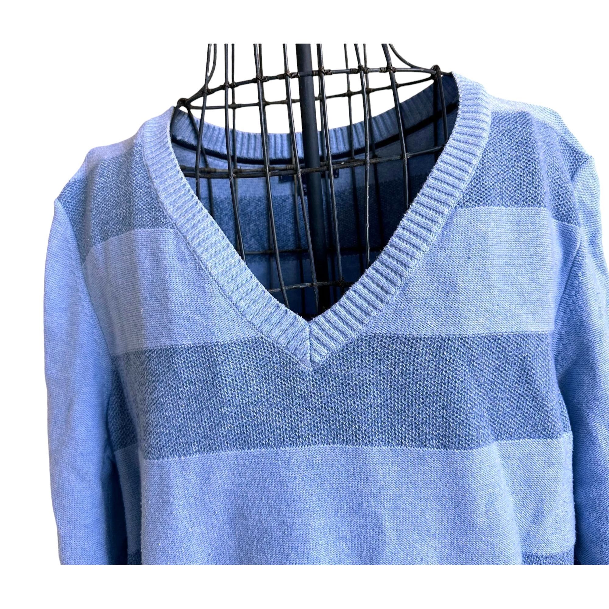 Tommy Hilfiger × Vintage Vimtage Tommy Hilfiger Sweater XL Pullover Blue Striped 3/4 Size XL / US 12-14 / IT 48-50 - 2 Thumbnail