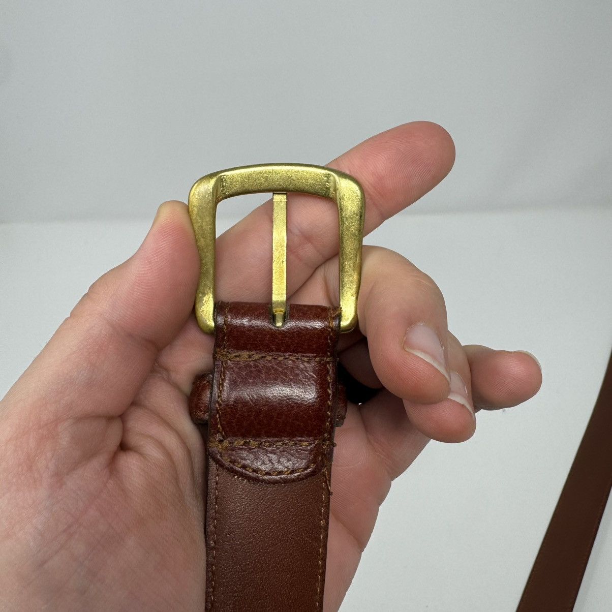 Coach Coach 5952 Sienna Brown Leather Brass Buckle Belt Men's 40 Size 40 - 3 Thumbnail