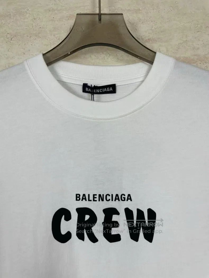 Balenciaga Balenciaga White Crew Print Short Sleeve Size US M / EU 48-50 / 2 - 8 Thumbnail