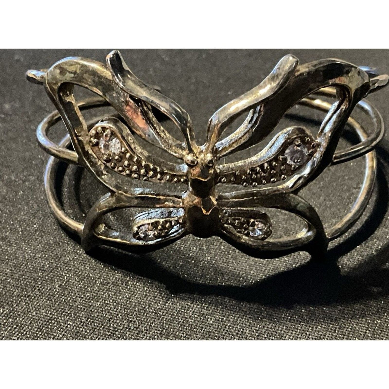 Other 6.5in Butterfly & Rhinestone Cuff Bracelet Size ONE SIZE - 2 Thumbnail