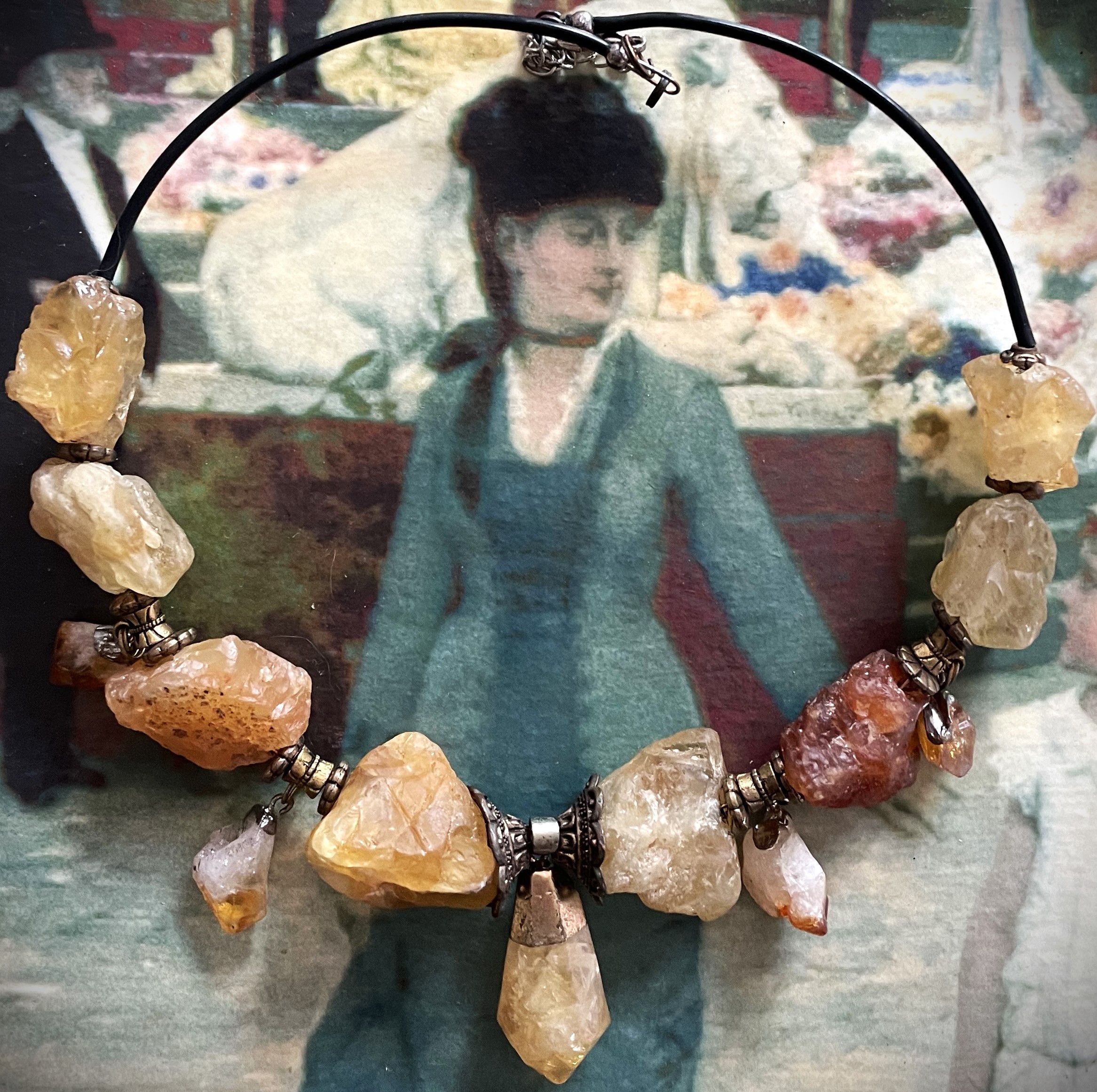 Other Vintage Style Raw Citrine Necklace – Boho Crystal Choker Size ONE SIZE - 6 Thumbnail