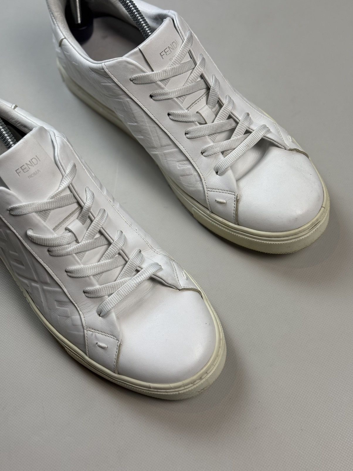 Fendi FF Monogram Leather Low Top Casual Lace Up Sneakers Shoes Size US 14 / EU 47 - 4 Thumbnail