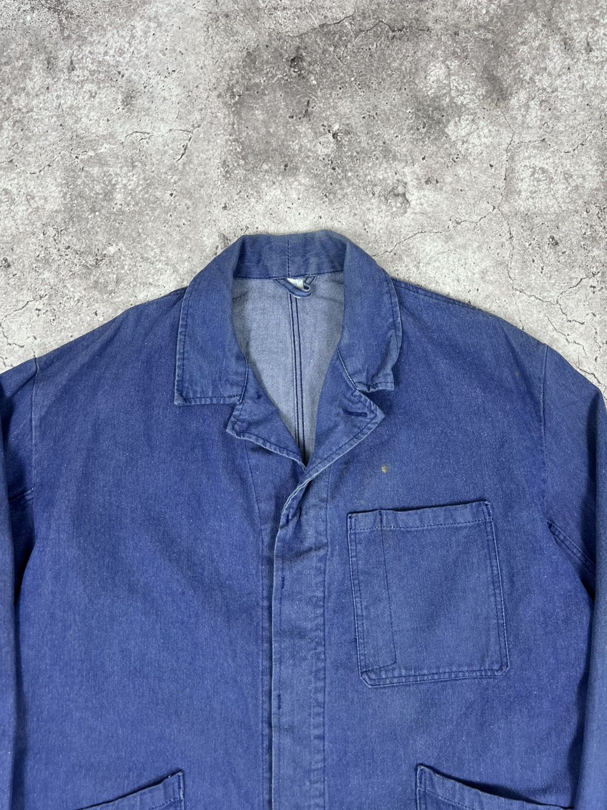 Other Vintage French Worker Work Jacket Cotton Blue Size US XL / EU 56 / 4 - 4 Thumbnail