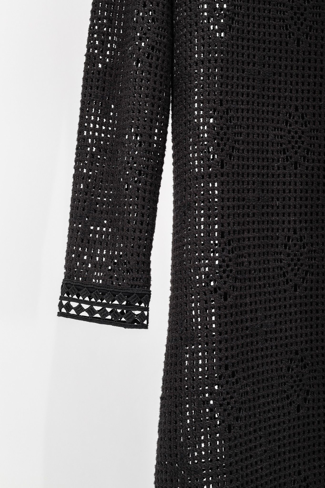 See by Chloe See by Chloe Black Crochet Long-Sleeve Mini Dress Size L / US 10 / IT 46 - 6 Thumbnail