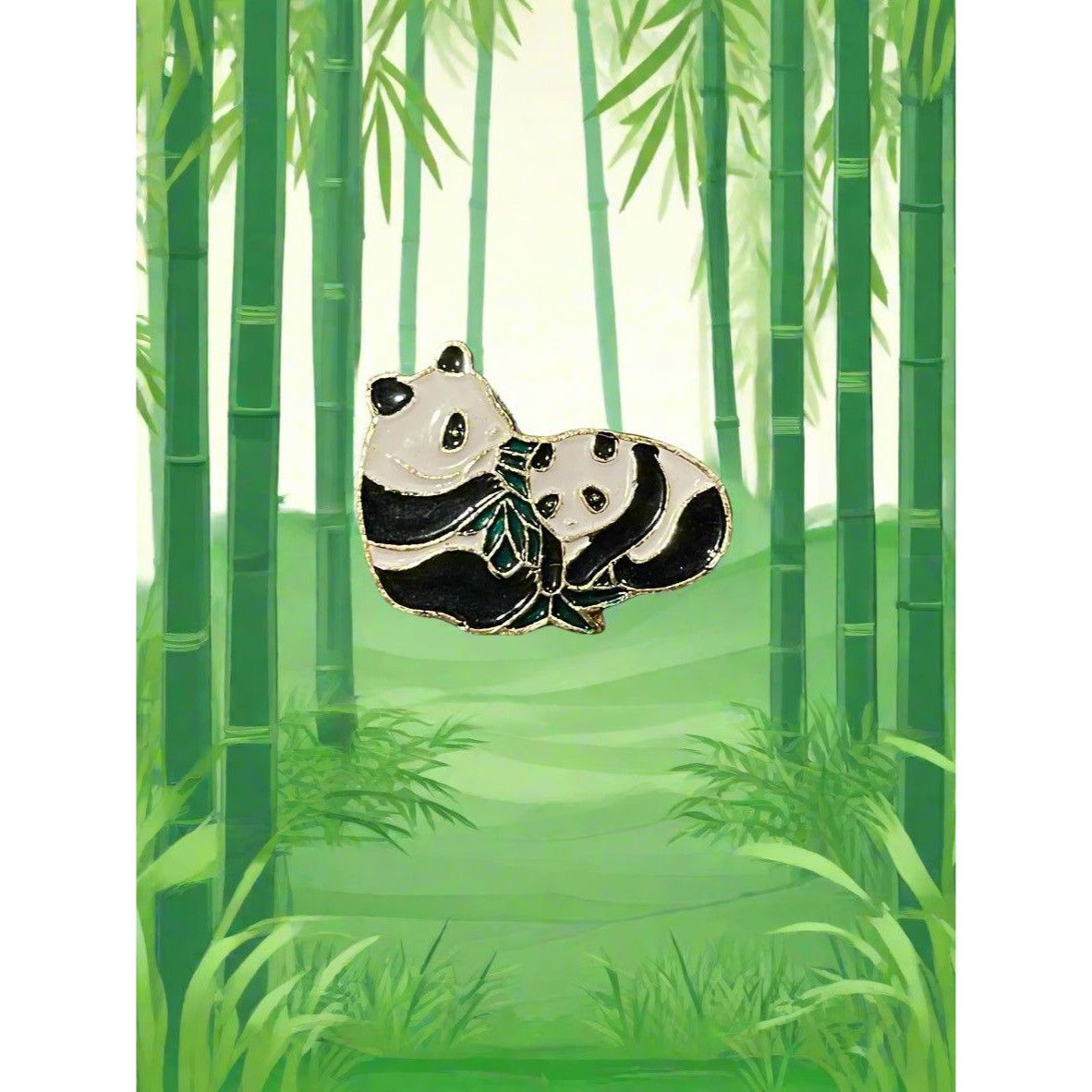 Vintage Vintage Panda Bears Enamel Brooch Pin Made in China Size ONE SIZE - 1 Thumbnail