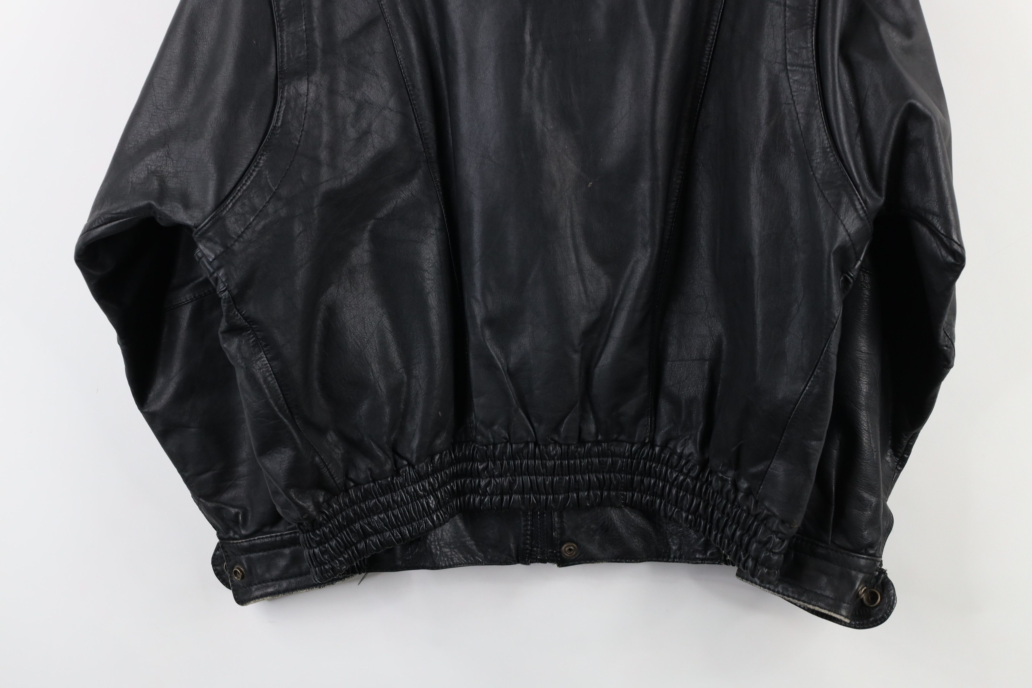 Vintage Vintage 70s Streetwear Leather Moto Bomber Jacket Black Size XL / US 12-14 / IT 48-50 - 15 Thumbnail