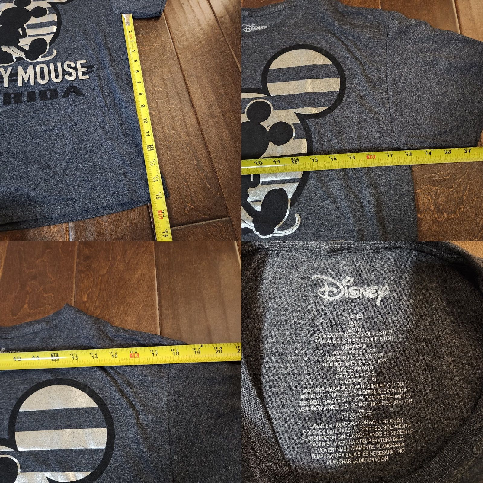 Disney Disney Shirt Mens Medium Gray Mickey Mouse Florida Shiny Metallic Graphic Tee Size US M / EU 48-50 / 2 - 8 Thumbnail