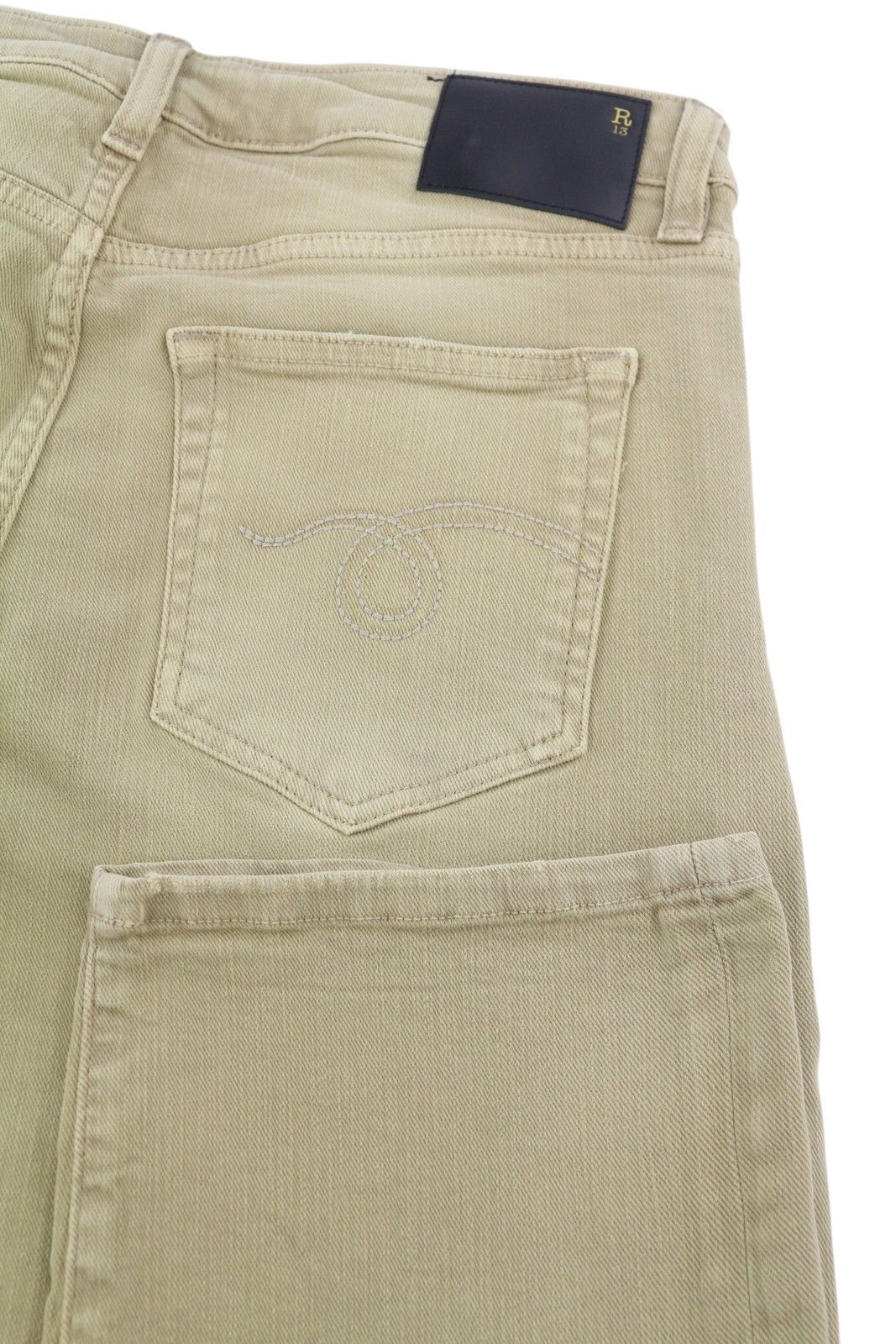 R13 BOY STRAIGHT 28 Khaki Stretchy Denim Cropped Pockets 86304 Size 28" / US 6 / IT 42 - 6 Thumbnail
