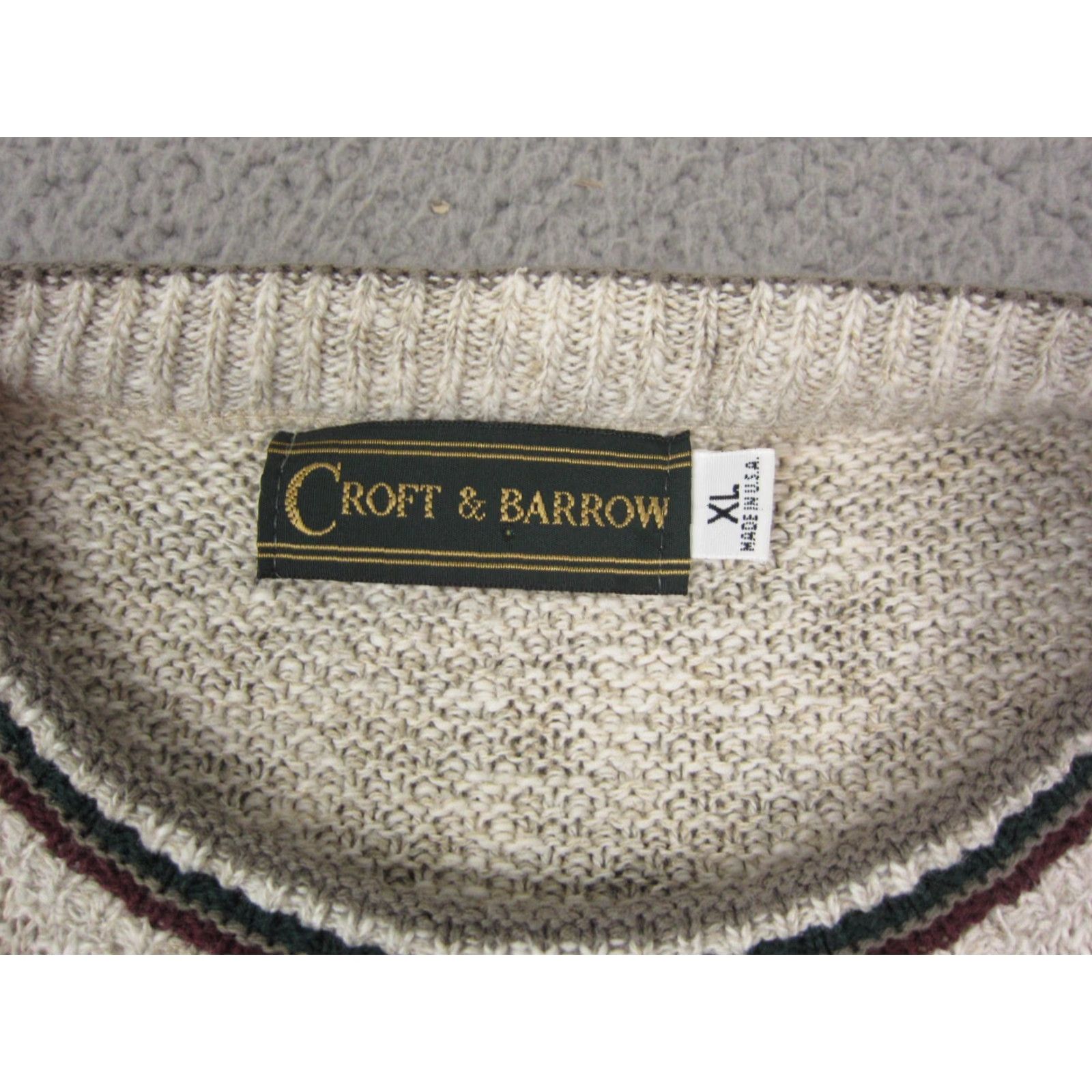 Croft & Barrow VINTAGE Croft & Barrow Sweater Mens XL Beige Embroidered Golf Crew Neck Pullover Knit Long Sleeve Cotton Rayon 80s 90s Casual Travel USA US Made Mens Size US XL / EU 56 / 4 - 5 Thumbnail