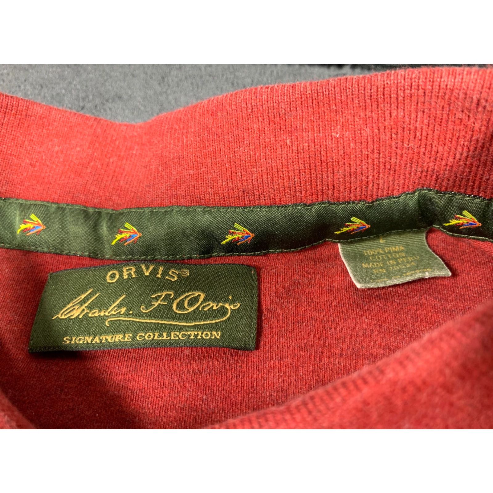 Orvis VINTAGE Orvis Polo Shirt Long Sleeve Adult Large Brick Red Cotton Outdoor Wear Size US L / EU 52-54 / 3 - 6 Thumbnail