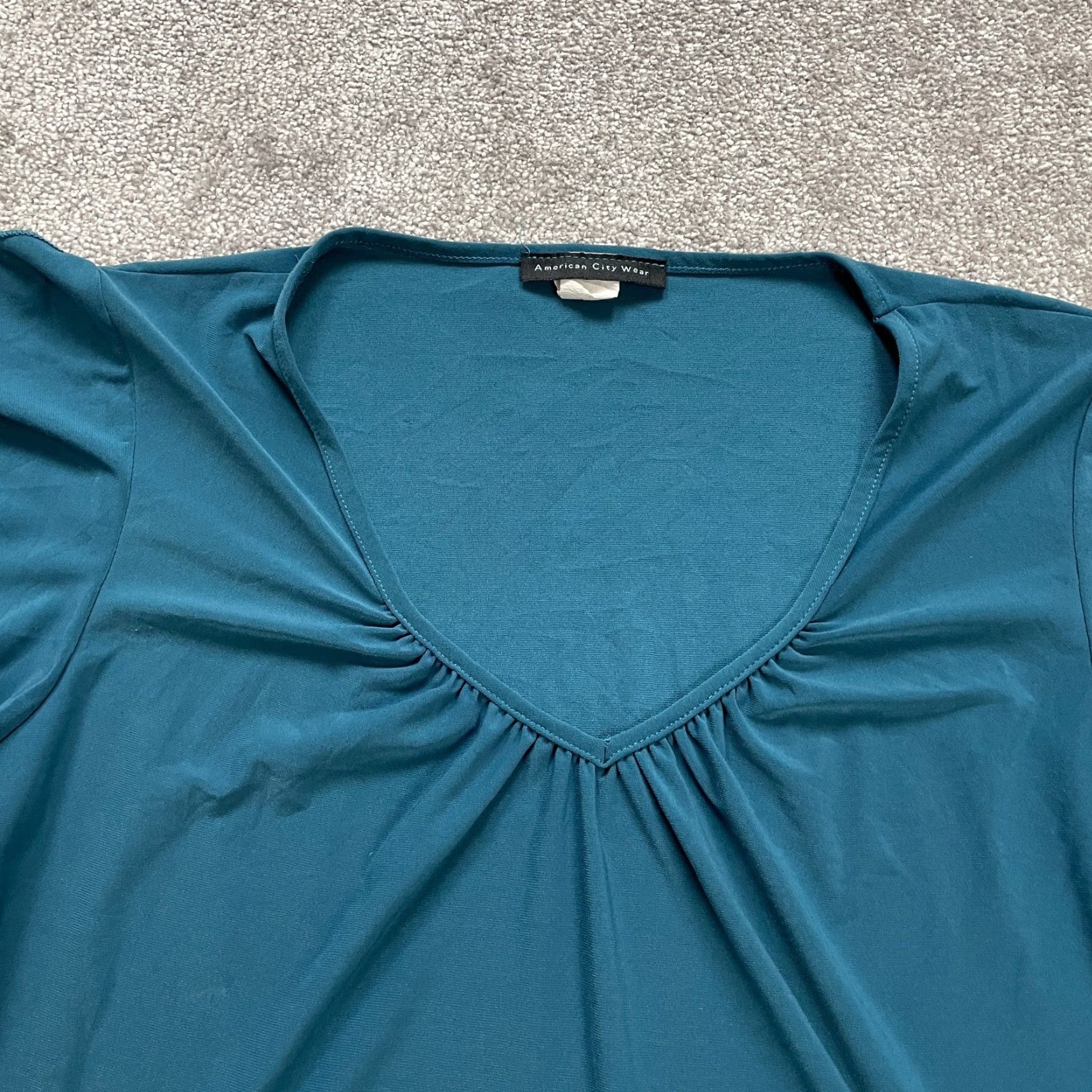 Altea American City Water Blouse 2Xl Womens Teal Green V-Neck Short Sleeve Casual Top Size XXL / US 16-18 / IT 52-54 - 4 Thumbnail
