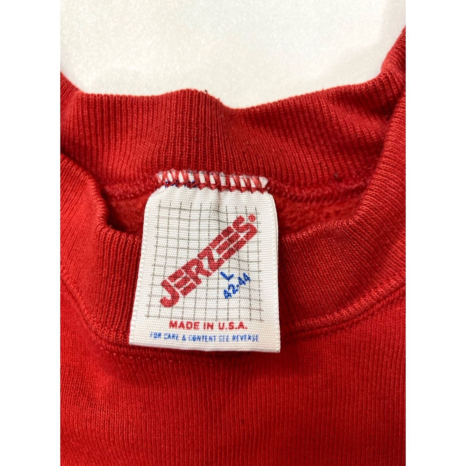 Jerzees VINTAGE Jerzees Sweatshirt Red 90s USA Graphic Print Crewneck Men Small Jerseys City USA Shirt Size US S / EU 44-46 / 1 - 5 Thumbnail