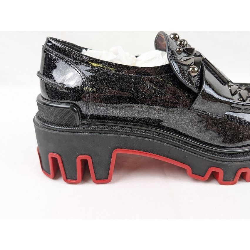 Christian Louboutin o1rshd1 The Amazing Loubi Flat Shoes Black/BK Gun/Lin Cosmos Size US 8 / EU 41 - 3 Thumbnail