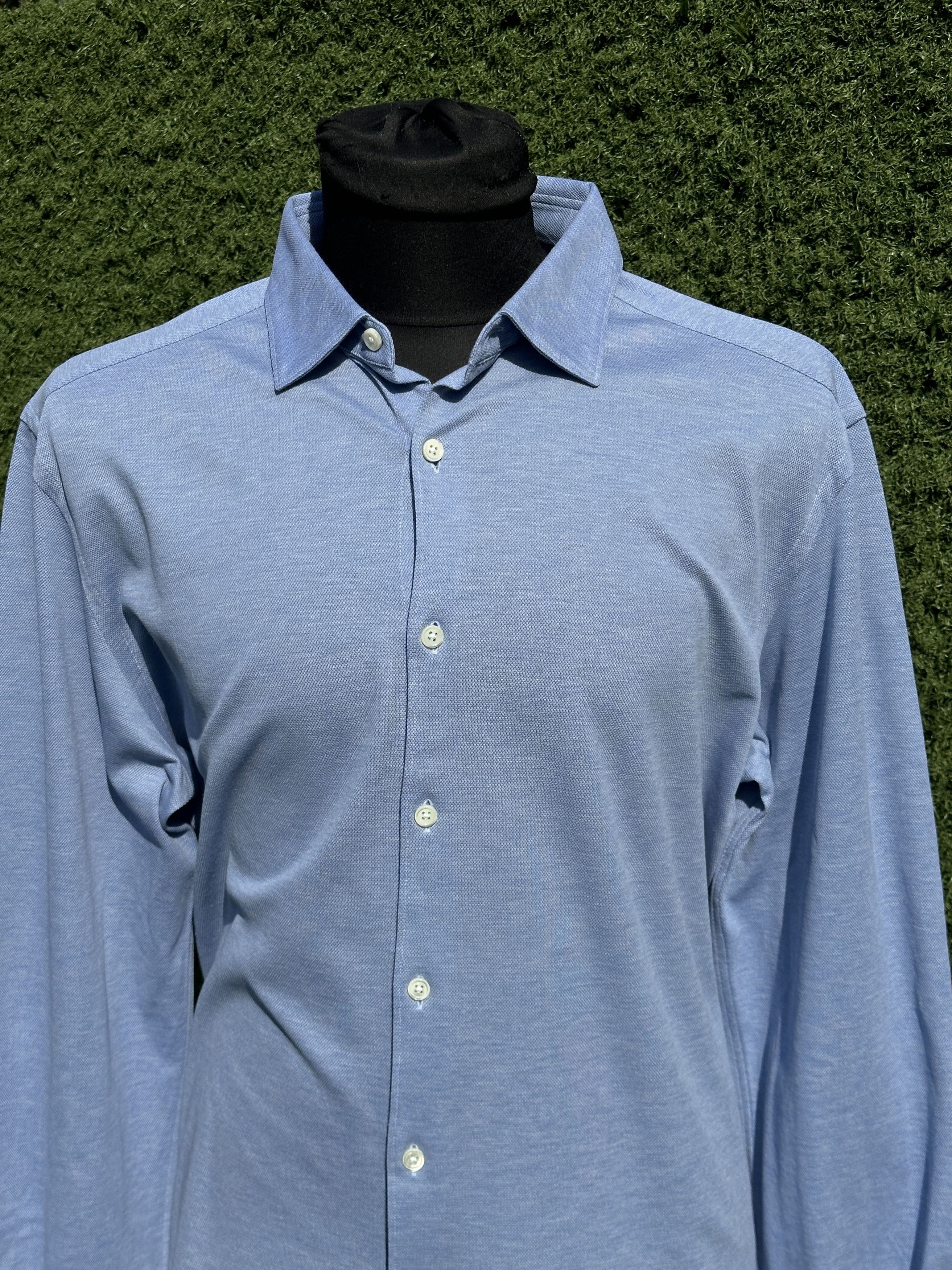 Ermenegildo Zegna Zegna Cotton Oxford Knit Button Shirt Regular Fit Size XL Size US XL / EU 56 / 4 - 2 Thumbnail