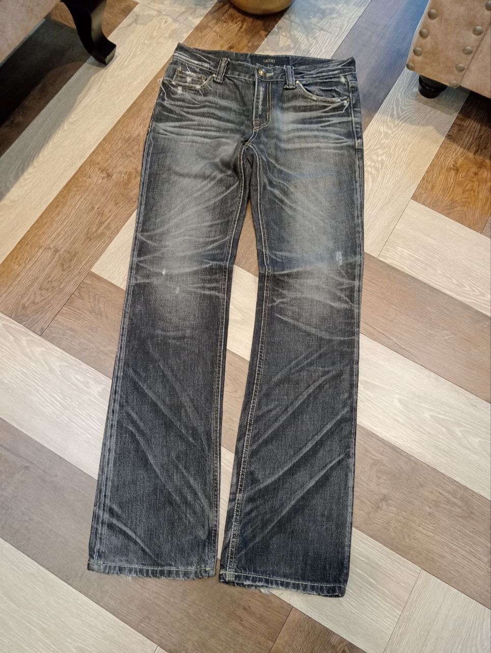 If Six Was Nine JAPANESE LAGUST FLARED DISTRESSED WASHED DENIM JEANS Size US 32 / EU 48 - 2 Thumbnail