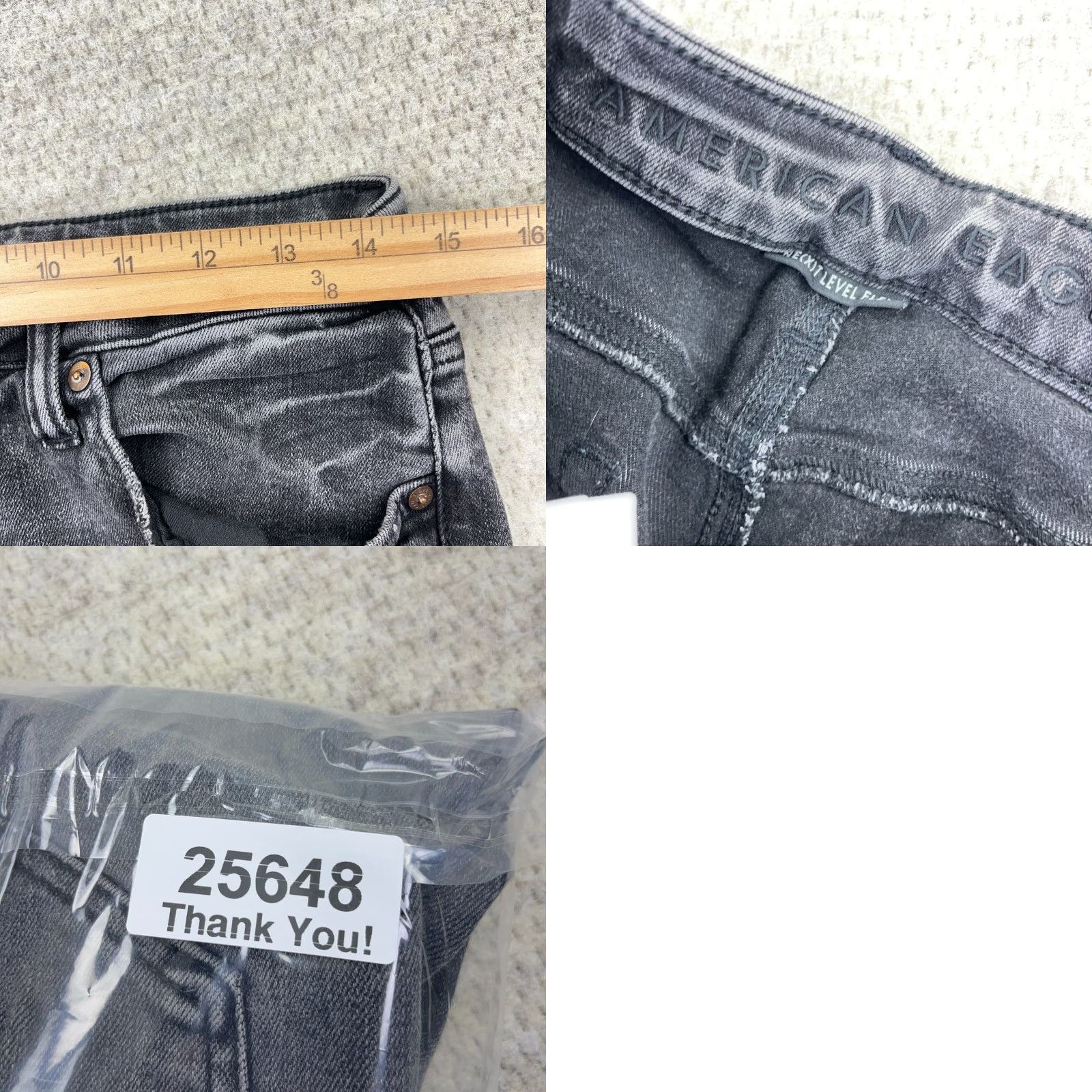 American Eagle Outfitters American Eagle Jeans Men 31x32 Slim Fit Straight Black Distressed Charcoal Wash 5-Pocket Denim Slim Modern Mens Size US 31 - 9 Thumbnail