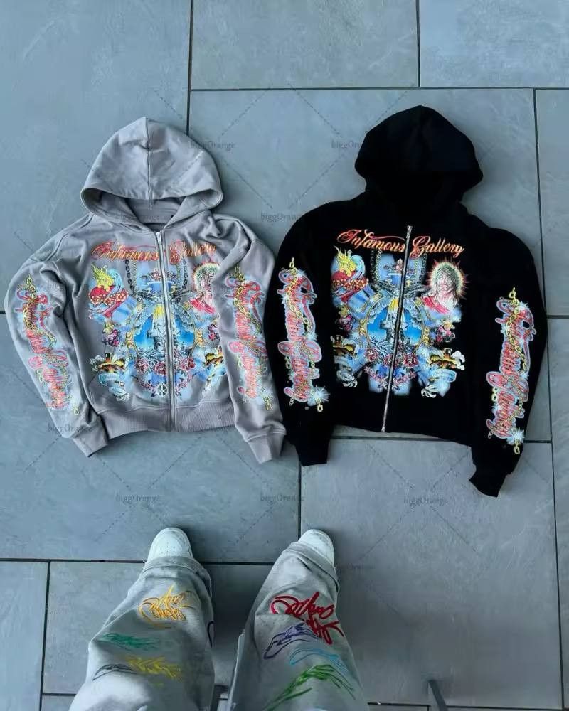 Japanese Brand × Vintage zip hoodie with retro lettering. Size US L / EU 52-54 / 3 - 1 Thumbnail